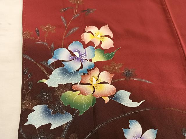平和屋着物■訪問着 草花文 暈し染め 正絹 逸品 BAAX8957mz