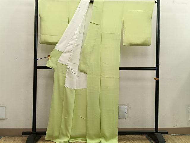 平和屋着物■上質な色無地 枯草色 正絹 逸品 BAAX8959mz