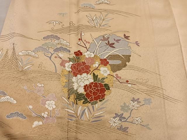 平和屋着物●訪問着 刺繍 雪輪花文 金彩 正絹 逸品 BAAX8965mz