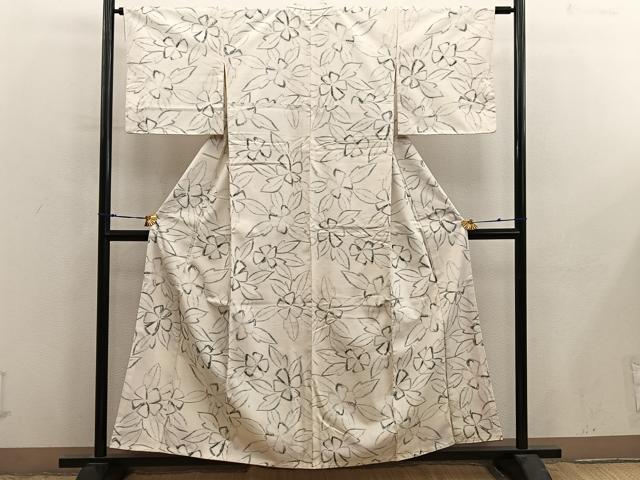 平和屋着物■上質な紬 草花文 正絹 逸品 BAAX8966mz