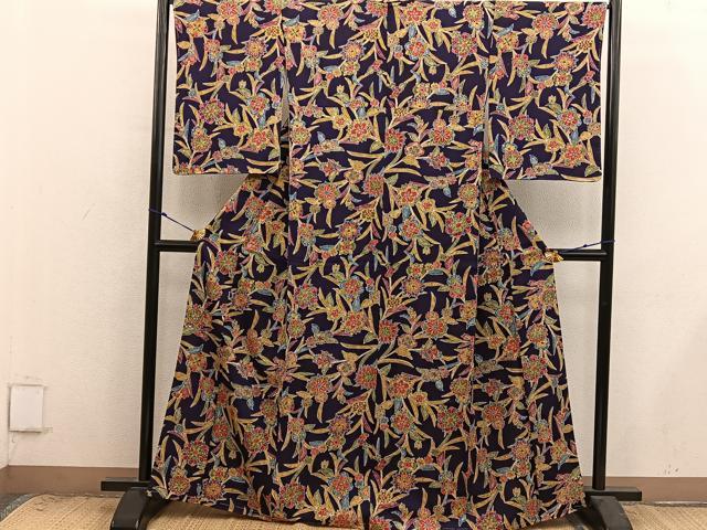 平和屋着物■上質な小紋 草花文 正絹 逸品 未使用 BAAX8984mz
