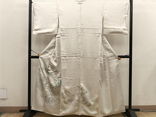 平和屋着物■訪問着 刺繍 立波飛鶴文 正絹 逸品 BAAX8986mz