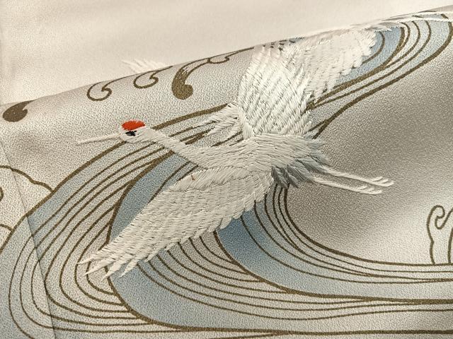 平和屋着物■訪問着 刺繍 立波飛鶴文 正絹 逸品 BAAX8986mz