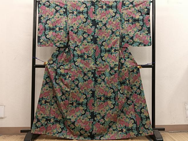 平和屋着物■本場大島紬 7マルキ 草花文 正絹 逸品 未使用 BAAX8989mz
