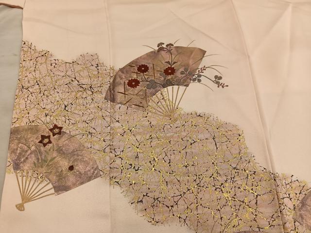 平和屋着物■訪問着 刺繍 扇面花文 金彩 正絹 逸品 BAAX8991mz