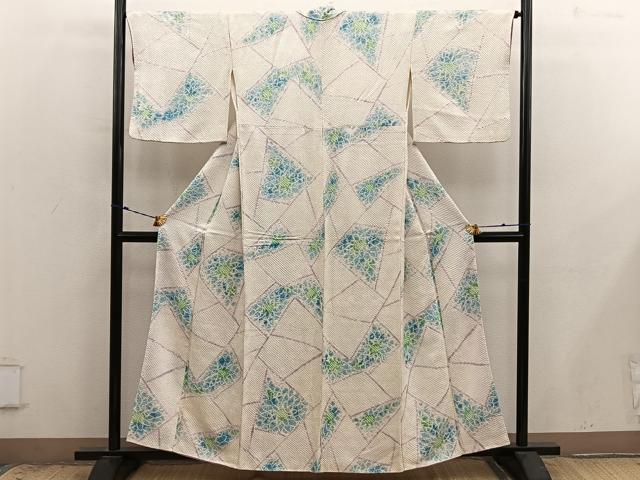 平和屋着物●上質な小紋 総絞り 草花文 正絹 逸品 BAAX8994mz