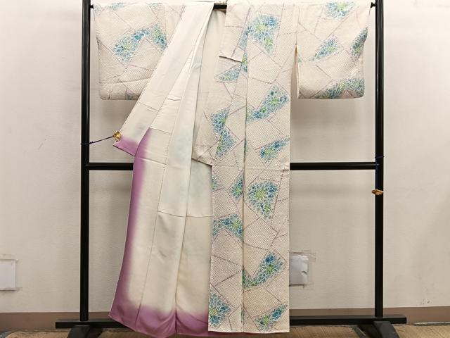平和屋着物●上質な小紋 総絞り 草花文 正絹 逸品 BAAX8994mz