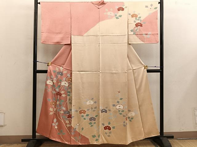 平和屋着物■訪問着 刺繍 枝花文 正絹 逸品 BAAX8997mz