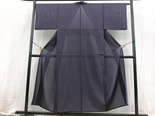 平和屋着物*夏物 色無地 絽 深紫色 正絹 逸品 BAAX9021yc