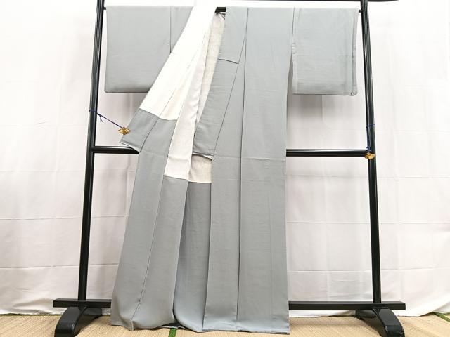 平和屋着物■上質な色無地 灰青色 正絹 逸品 BAAX9028yc