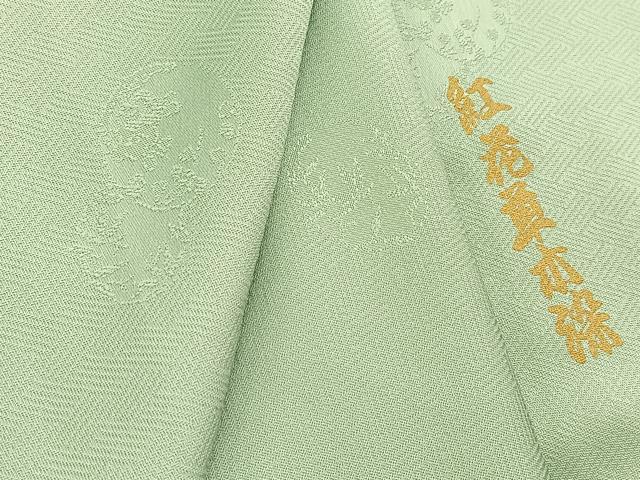 平和屋着物■上質な色無地 竹梅丸地紋 紅花草木染 薄青色 正絹 逸品 BAAX9041yc