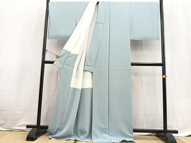 平和屋着物●上質な色無地 作家物 秘色色 ロング丈 正絹 逸品 未使用 BAAX9042yc