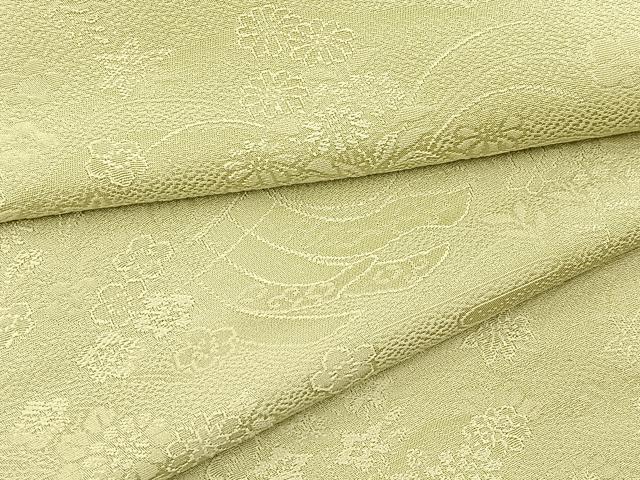 平和屋着物●上質な色無地 吉祥花地紋 裏柳色 正絹 逸品 未使用 BAAX9044yc