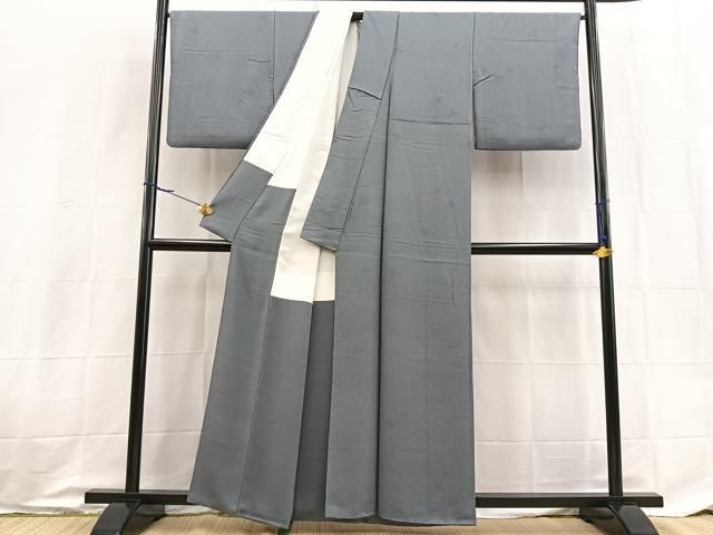 平和屋着物●上質な色無地 花地紋 鉄御納戸色 正絹 逸品 BAAX9045yc