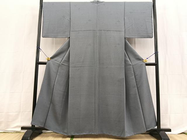 平和屋着物●上質な色無地 花地紋 鉄御納戸色 正絹 逸品 BAAX9045yc