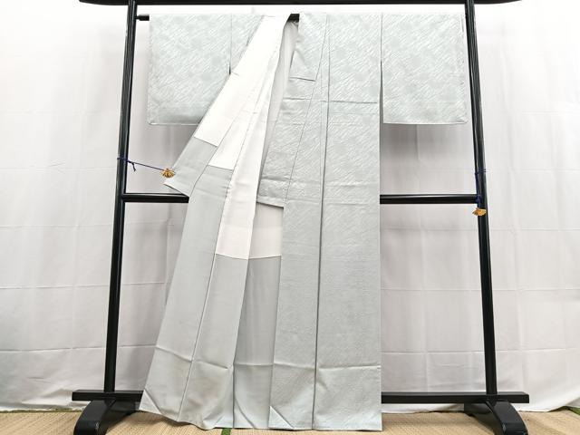 平和屋着物●上質な色無地 抽象地紋 白鼠色 正絹 逸品 未使用 BAAX9046yc