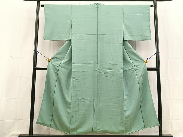 平和屋着物■上質な色無地 稲垣慶長香 横段文 青磁色 正絹 逸品 BAAX9052yc