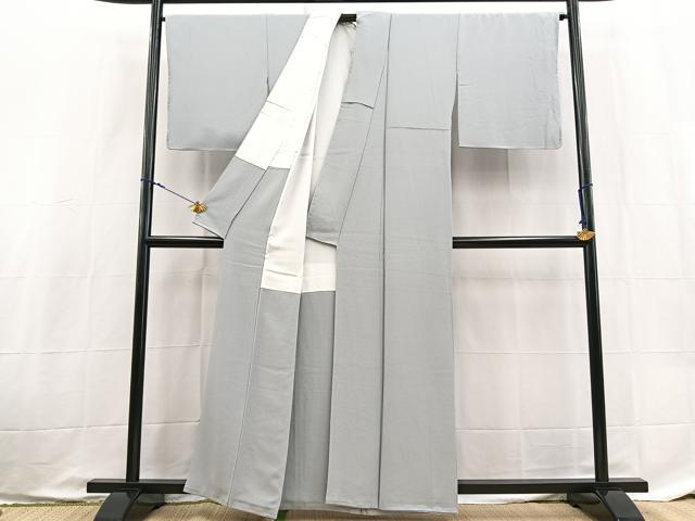 平和屋着物■上質な色無地 灰青色 正絹 逸品 BAAX9053yc