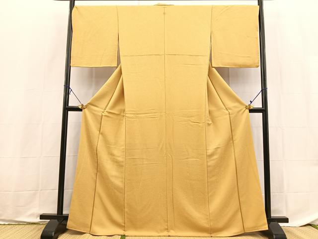 平和屋着物●上質な色無地 草花地紋 玉蜀黍色 正絹 逸品 BAAX9055yc