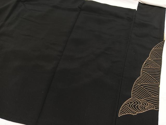 平和屋着物■豪華黒留袖 刺繍 鳳凰立波文 金糸 正絹 逸品 BAAX9073yc