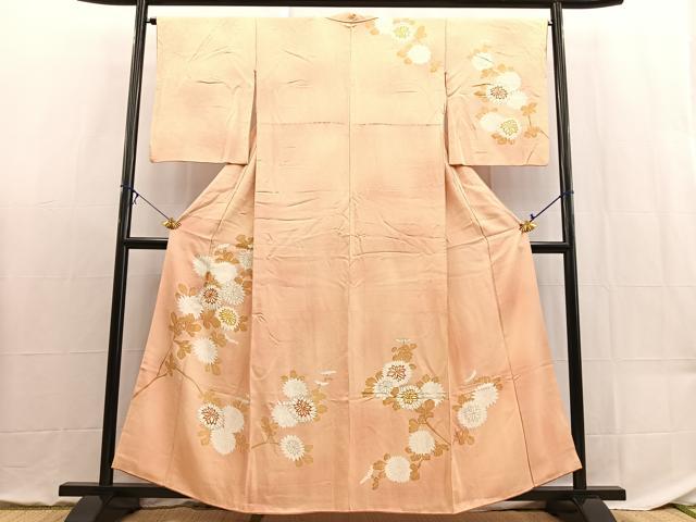 平和屋着物■訪問着 駒刺繍 菊花文 暈し染め 金彩 正絹 逸品 BAAX9084yc