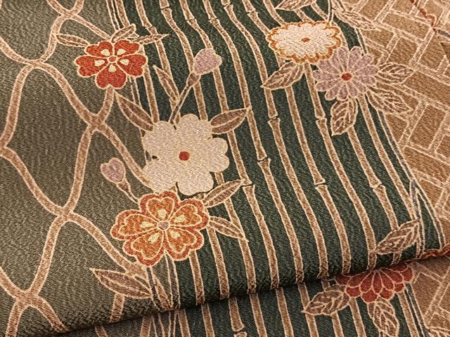 平和屋着物■小紋 草花文 洗える着物 BAAX9088yc