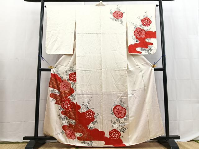 平和屋着物■訪問着 駒刺繍 絞り 枝梅文 金彩 正絹 逸品 BAAX9091yc