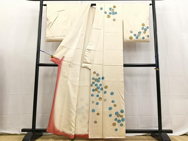 平和屋着物■訪問着 総刺繍 菊花文 金銀糸 正絹 逸品 BAAX9093yc