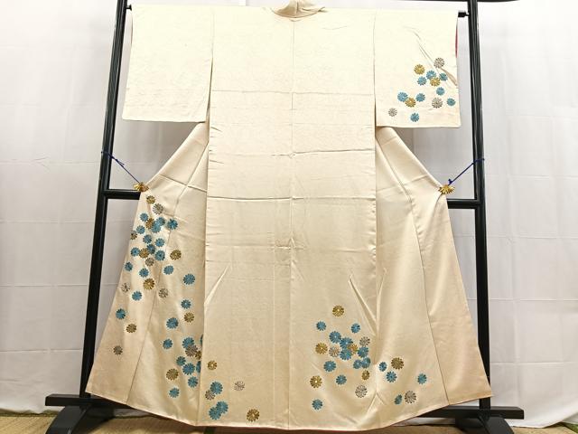 平和屋着物■訪問着 総刺繍 菊花文 金銀糸 正絹 逸品 BAAX9093yc