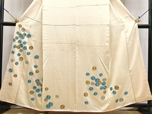 平和屋着物■訪問着 総刺繍 菊花文 金銀糸 正絹 逸品 BAAX9093yc