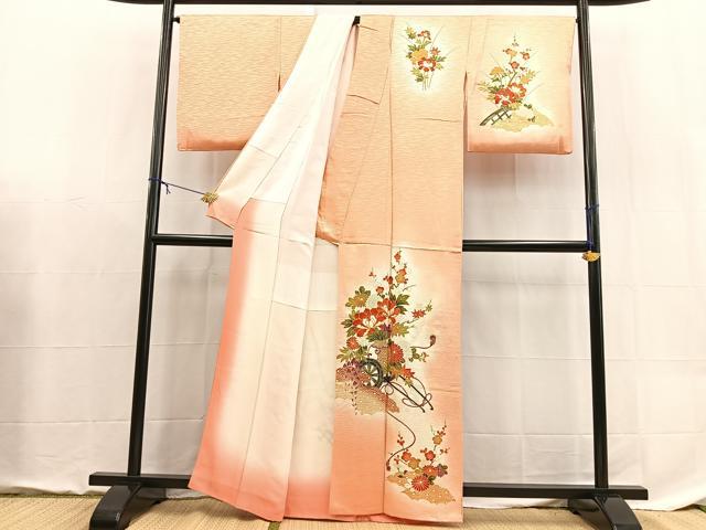 平和屋着物■訪問着 駒刺繍 花車文 暈し染め 金彩 正絹 逸品 BAAX9095yc