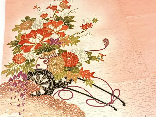 平和屋着物■訪問着 駒刺繍 花車文 暈し染め 金彩 正絹 逸品 BAAX9095yc