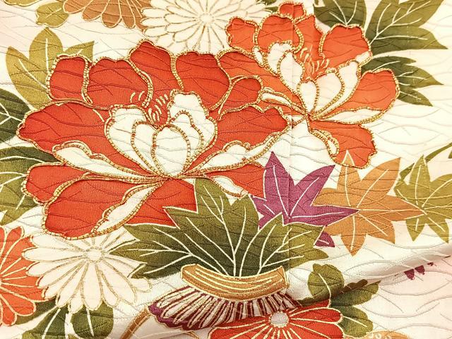 平和屋着物■訪問着 駒刺繍 花車文 暈し染め 金彩 正絹 逸品 BAAX9095yc