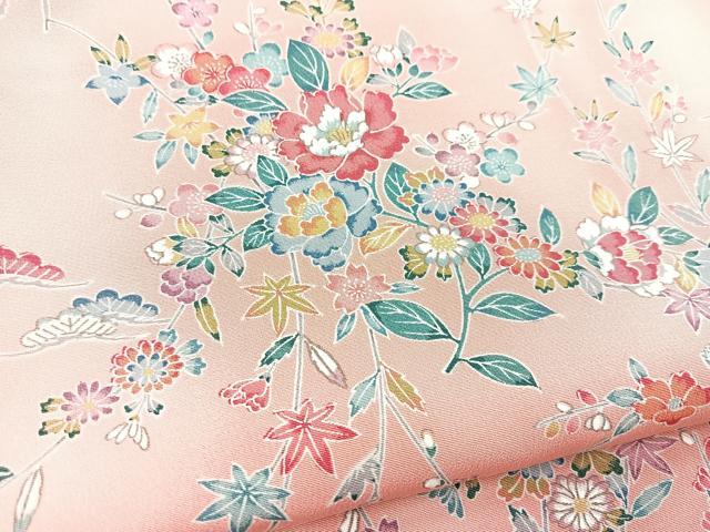 平和屋着物■上質な小紋 草花文 暈し染め 正絹 逸品 未使用 BAAX9098yc