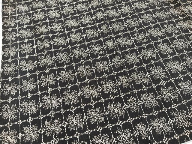 平和屋着物■上質な小紋 草花文 黒地 正絹 逸品 BAAX9099yc