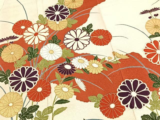 平和屋着物■訪問着 駒刺繍 菊花文 金彩 正絹 逸品 BAAX9100yc
