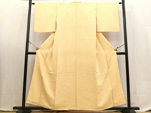 平和屋着物■上質な色無地 御所車草花地紋 蜂蜜色 正絹 逸品 BAAX9103yc