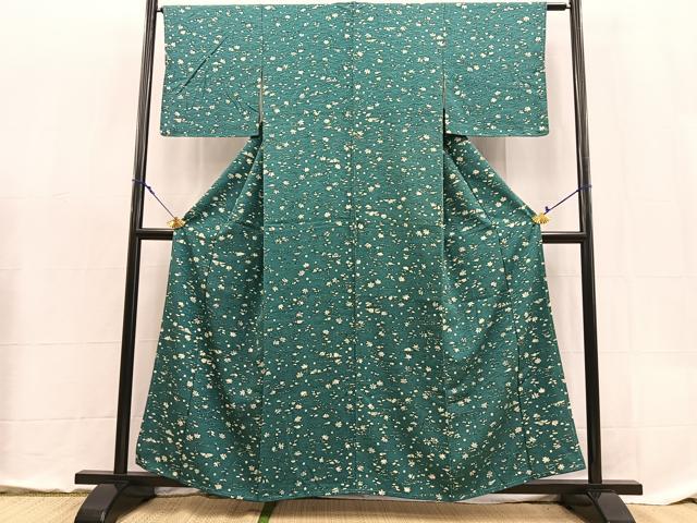 平和屋着物■上質な小紋 ろうけつ染め 吹き寄せ文 正絹 逸品 未使用 BAAX9106yc