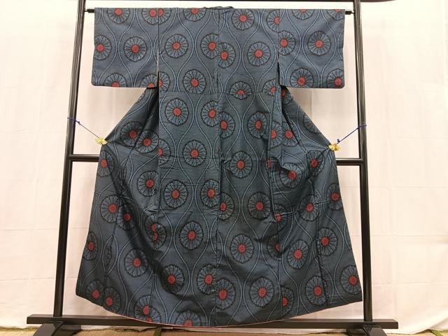 平和屋着物■本場大島紬 割込み絣 立涌花文 正絹 逸品 BAAX9115yc