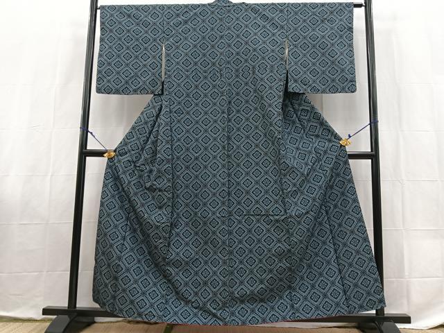 平和屋着物■本場村山大島紬 幾何学文様 正絹 逸品 BAAX9116yc