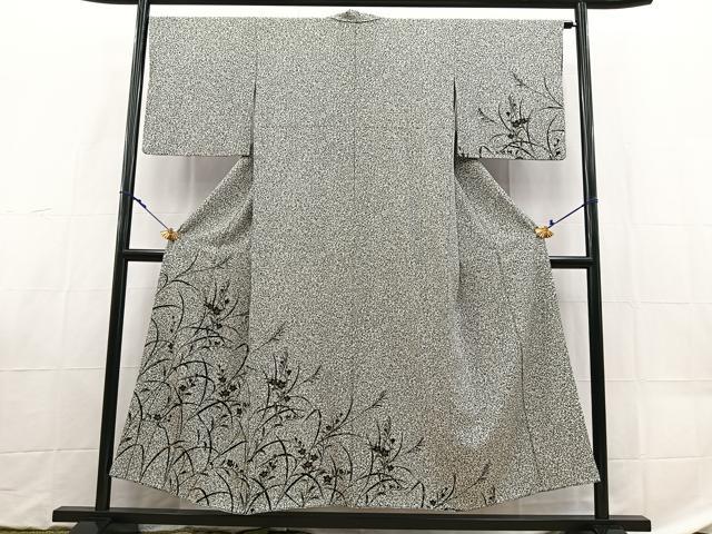 平和屋着物■訪問着 桔梗文 たたき染め 黒地 金彩 正絹 逸品 BAAX9120yc
