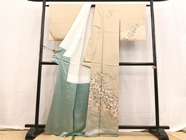 平和屋着物■訪問着 流水花文 暈し染め 金彩 正絹 逸品 BAAX9123yc