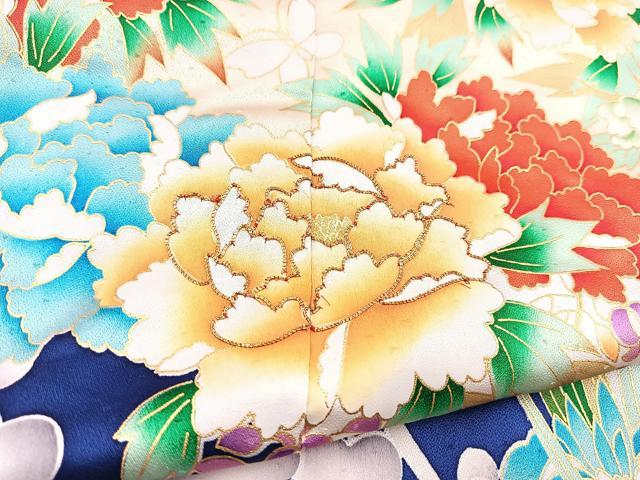 平和屋着物■豪華振袖 駒刺繍 花蝶丸文 金彩 正絹 逸品 BAAX9126yc