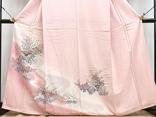 平和屋着物■訪問着 秋草文 暈し染め 金彩 正絹 逸品 BAAX9129yc