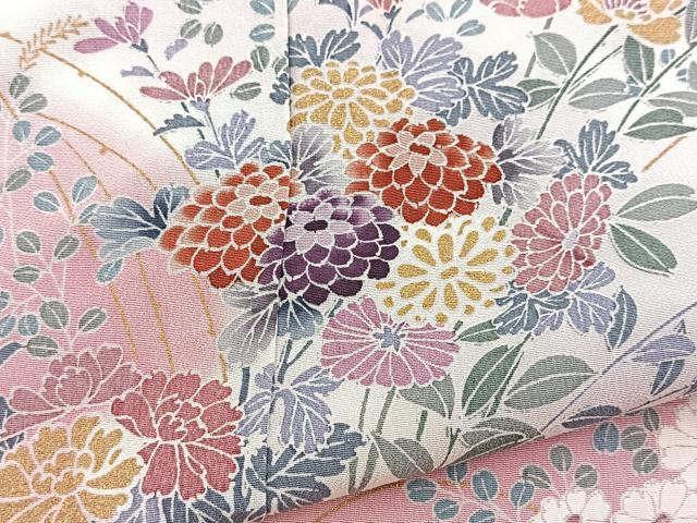 平和屋着物■訪問着 秋草文 暈し染め 金彩 正絹 逸品 BAAX9129yc