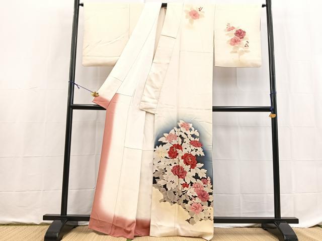 平和屋着物■訪問着 雲取り花文 正絹 逸品 BAAX9140yc
