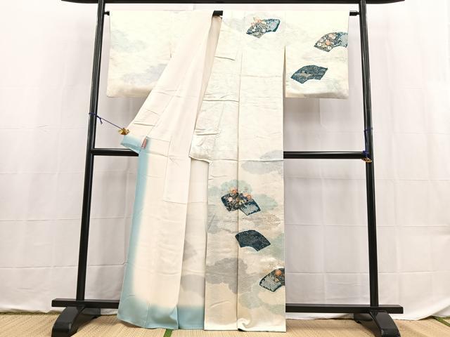 平和屋着物■訪問着 駒刺繍 絞り 地紙花文 金彩 正絹 逸品 BAAX9141yc