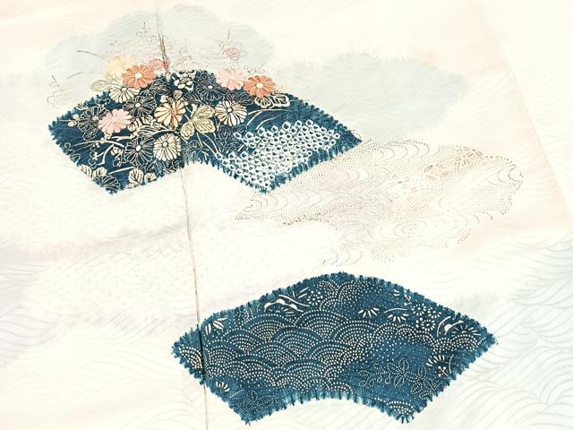 平和屋着物■訪問着 駒刺繍 絞り 地紙花文 金彩 正絹 逸品 BAAX9141yc