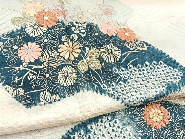 平和屋着物■訪問着 駒刺繍 絞り 地紙花文 金彩 正絹 逸品 BAAX9141yc