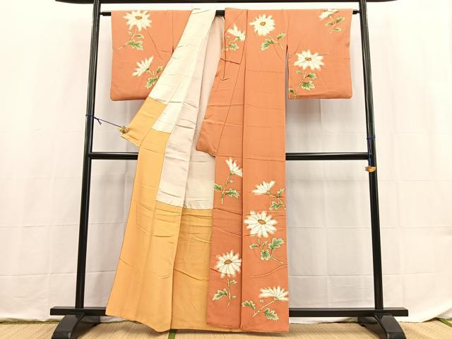 平和屋着物■訪問着 手描き 草花文 正絹 逸品 BAAX9150yc